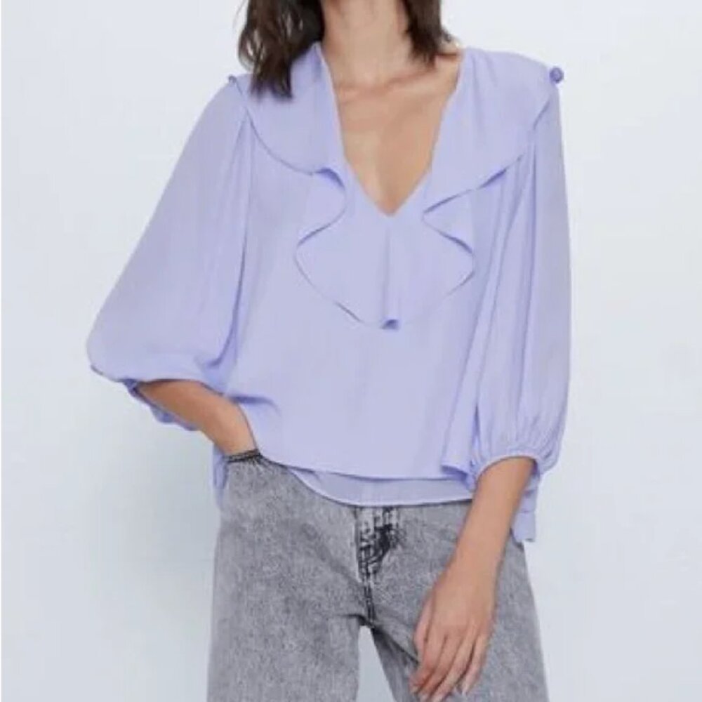 Zara V-Neck Blouse XS
